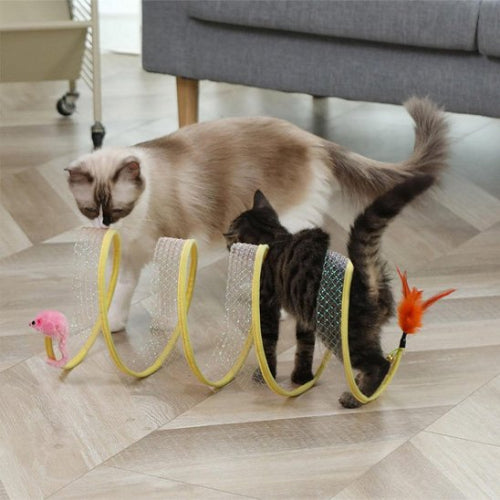 jouet pour chat tunnel en spirale avec chats