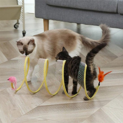 jouet pour chat tunnel en spirale avec chats