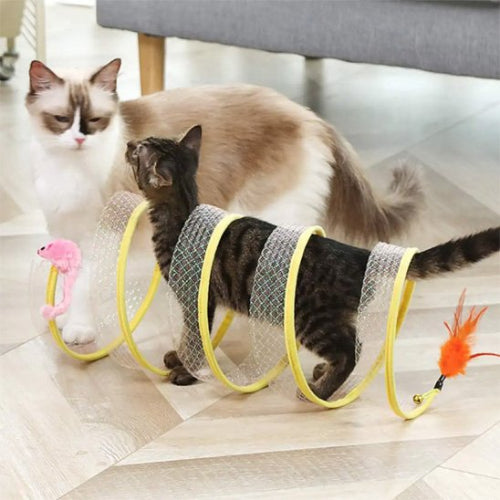 jouet pour chat tunnel en spirale chats jouant