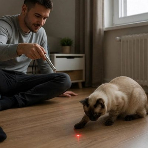 laser pour chat metallique maitre avec chat
