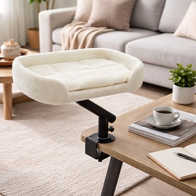 lit pour chat avec support rotatif noir salon