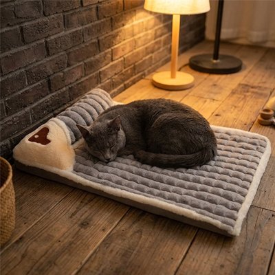 lit pour chat matelas orthopedique gris chat dormant salon