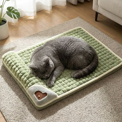 lit pour chat matelas orthopedique vert chat dormant salon