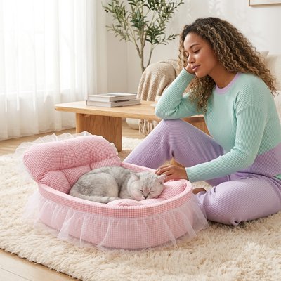 lit pour chat princesse rose chat dormant maitresse salon