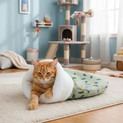 lit pour chat sac de couchage avocat chat allonge