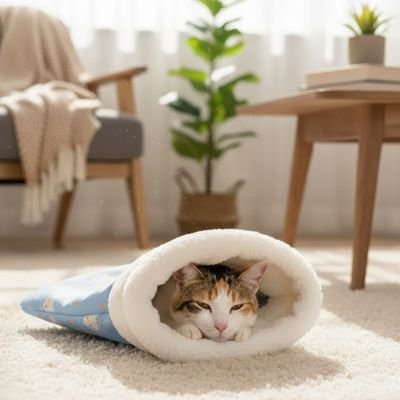 lit pour chat sac de couchage lapin chat allonge