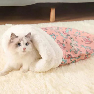 lit-pour-chat-sac-de-couchage-rose