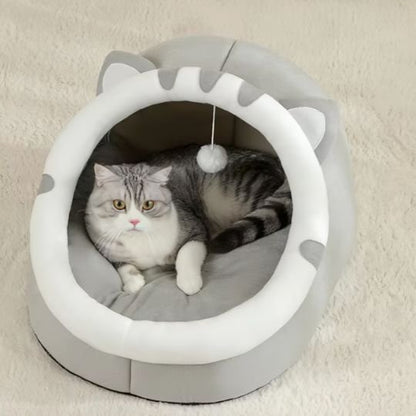 lit pour chat tete de chat gris chat allonge