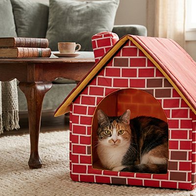 Maison pour chat brique rouge chat allonge canape table