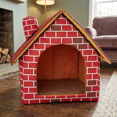 maison pour chat brique rouge salon