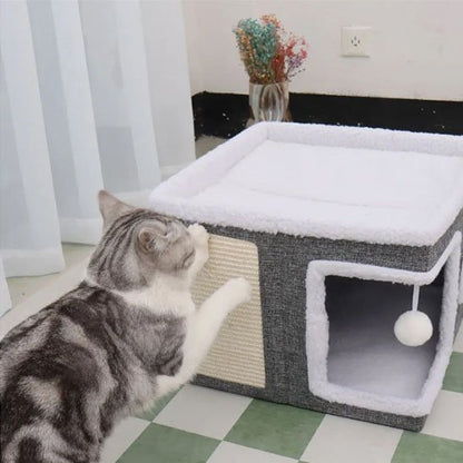 maison pour chat design multifonction chat griffant