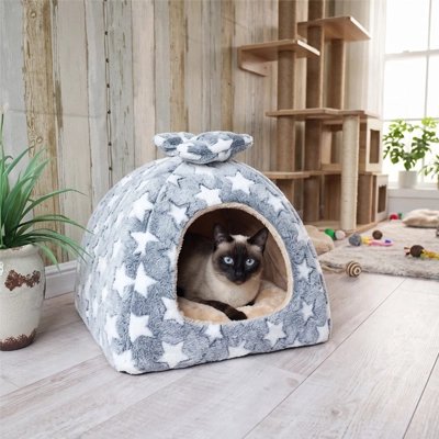 maison pour chat forme igloo etoiles chat apaise salon