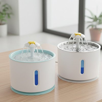 Modeles fontaine a eau chat en plastique et acier inoxydable