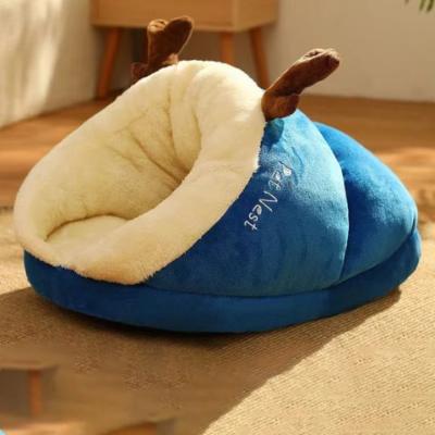 niche-à-chat-pantoufle-bleu