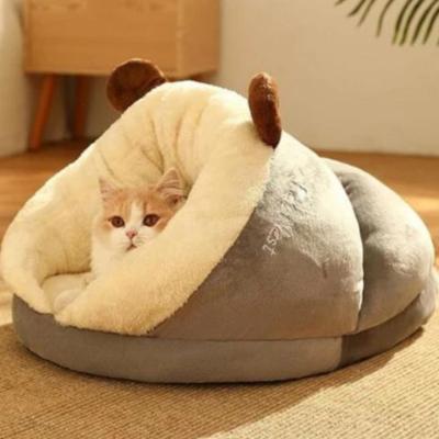 niche-à-chat-pantoufle-gris