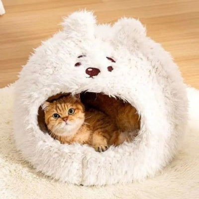 niche-a-chat-peluche-ours-blanc