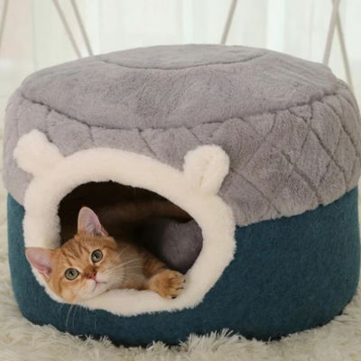 niche-à-chat-tete-ourson-blanc