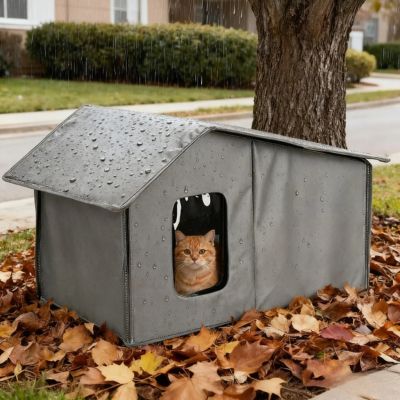 niche exterieur pour chat toit incliné gris