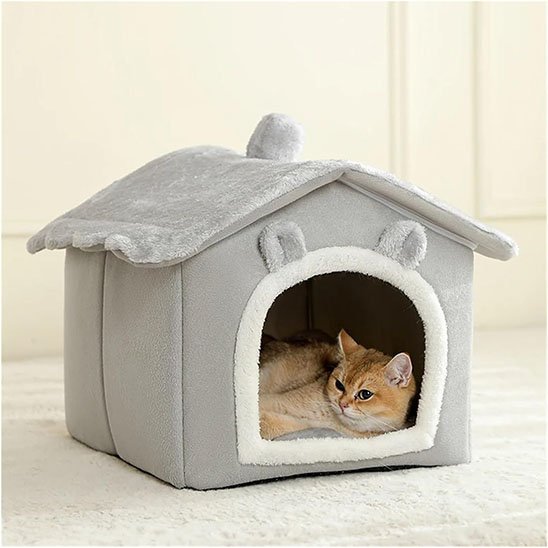 niche pour chat design maison gris chat allonge