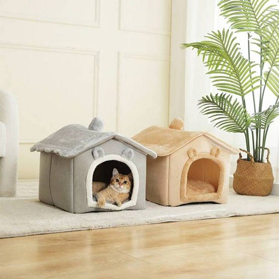 niche pour chat design maison gris marron salon