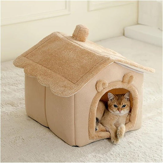niche pour chat design maison marron chat allonge