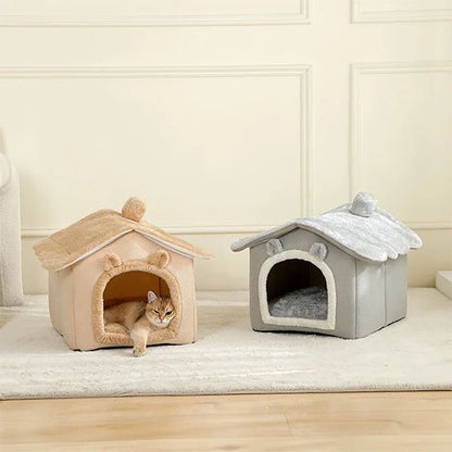 niche pour chat design maison marron gris salon