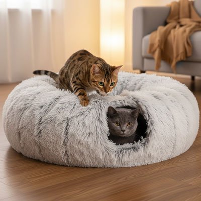 niche pour chat design tunnel chats canape salon