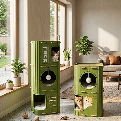 niche pour chat design vertical deux modeles chats salon