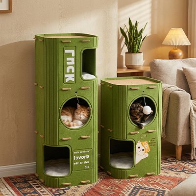 niche pour chat design vertical deux modeles chats canape