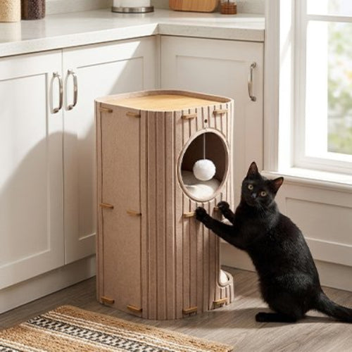 niche pour chat double espace chat debout cuisine