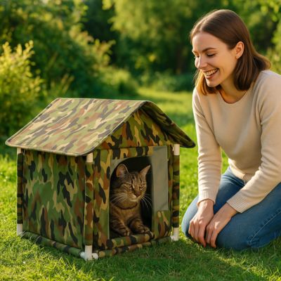 niche pour chat exterieur cozy refuge camouflage