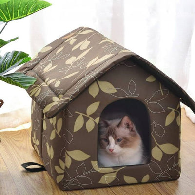 niche pour chat exterieur marron