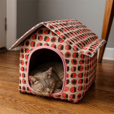 niche pour chat exterieur motif fraise