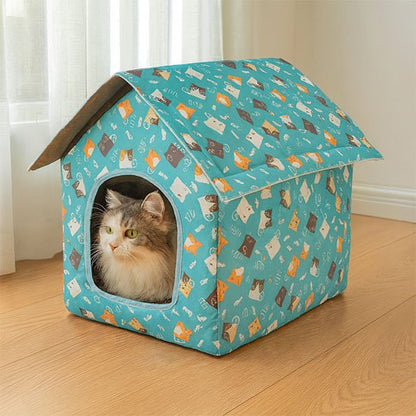 niche pour chat exterieur motifs decoratifs bleu chat
