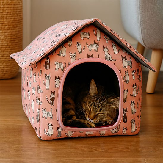 niche pour chat exterieur motifs decoratifs rose