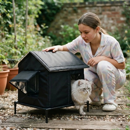 niche pour chat extérieur surelevee maitresse jardin