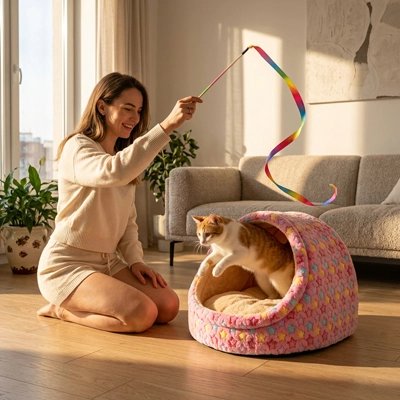 niche pour chat motifs etoiles rose salon maitresse