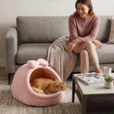 niche pour chat noeud de papillon rose maitresse salon