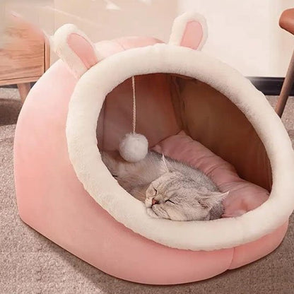 niche pour chat oreilles de lapin rose chat dormant