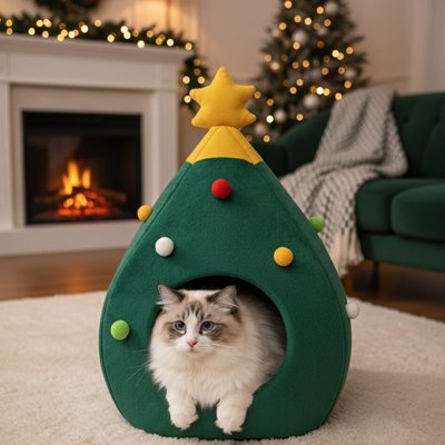 niche pour chat sapin de noel chat allonge canape