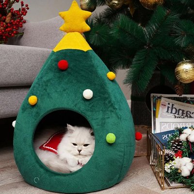 niche pour chat sapin de noel chat confortable salon