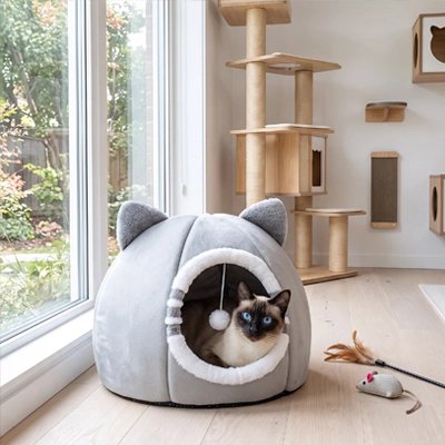 niche pour chat tete de felin jouets chat allonge