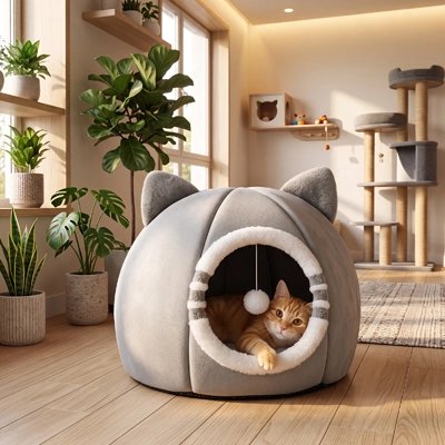 niche pour chat tete de felin repose salon