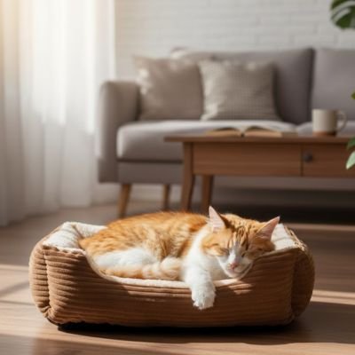 panier chat cotele marron chat dormant salon