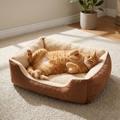 panier chat marron chat allonge salon