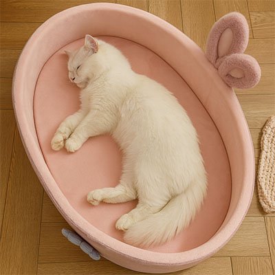 panier chat oreilles de lapin chat dormant