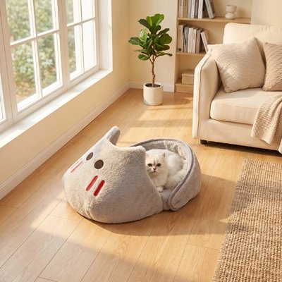 panier chat pantoufle souris chat allonge salon