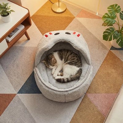 panier chat pantoufle souris chat dormant salon