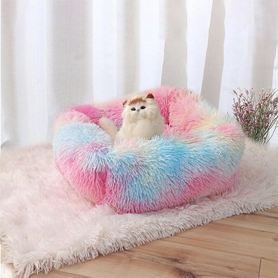 panier chat rectangulaire arc en ciel chat salon