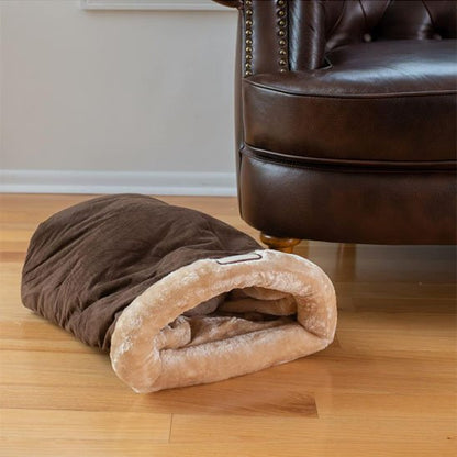 panier chat sac de couchage marron